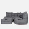 Mod 4 Corner Deluxe Modulsofa Titanium Weave Utendørs modulsofa