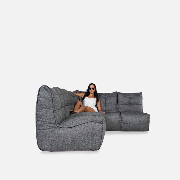Mod 4 L Sofa Modulsofa Titanium Weave Utendørs modulsofa